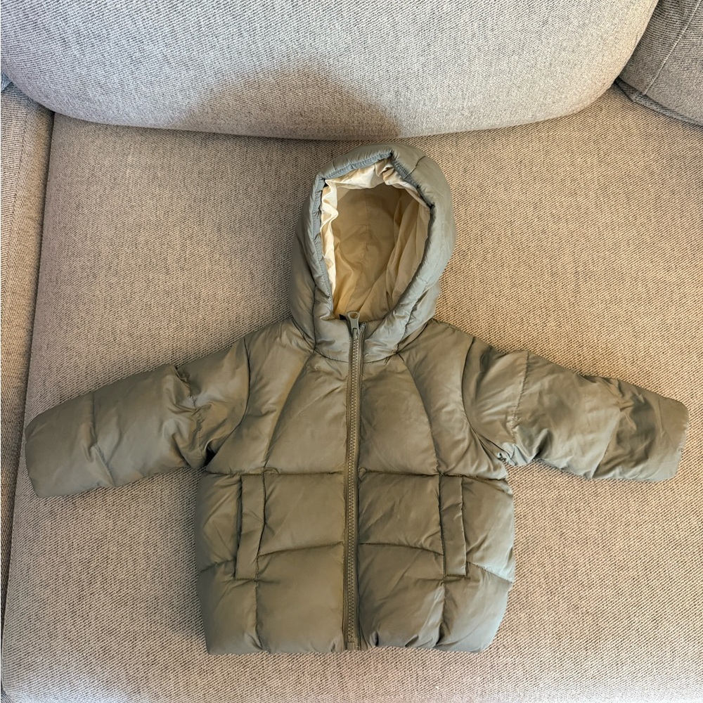 Zara Gray Hooded Puffer Jacket
